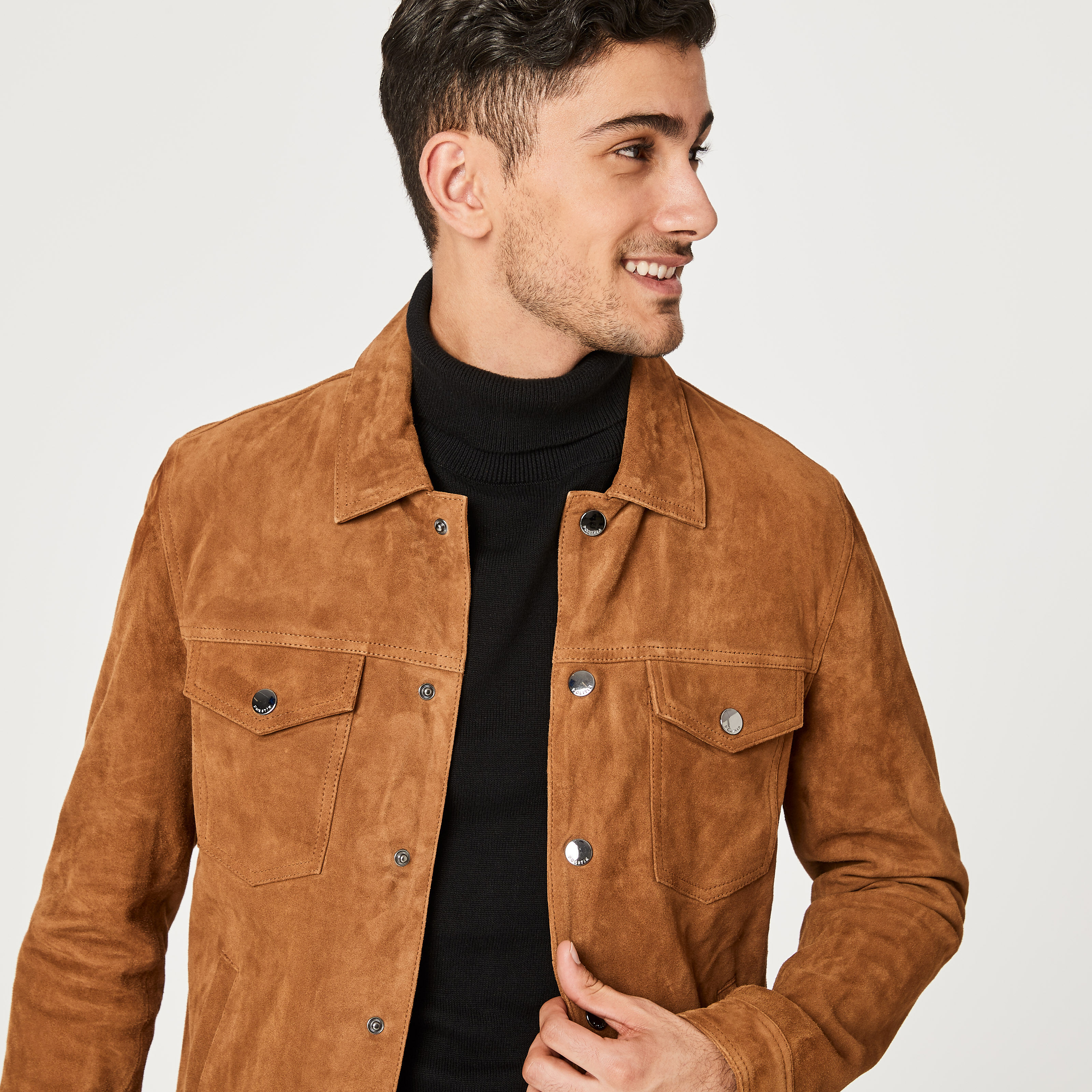 Mens tan suede new arrivals trucker jacket